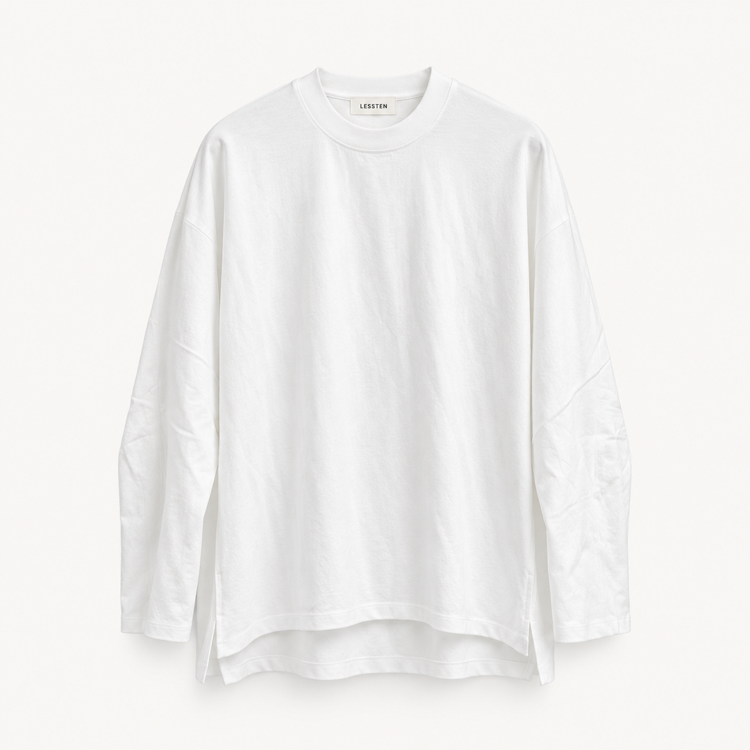 LESSTEN T SHIRT LONG SLEEVE WHITE
