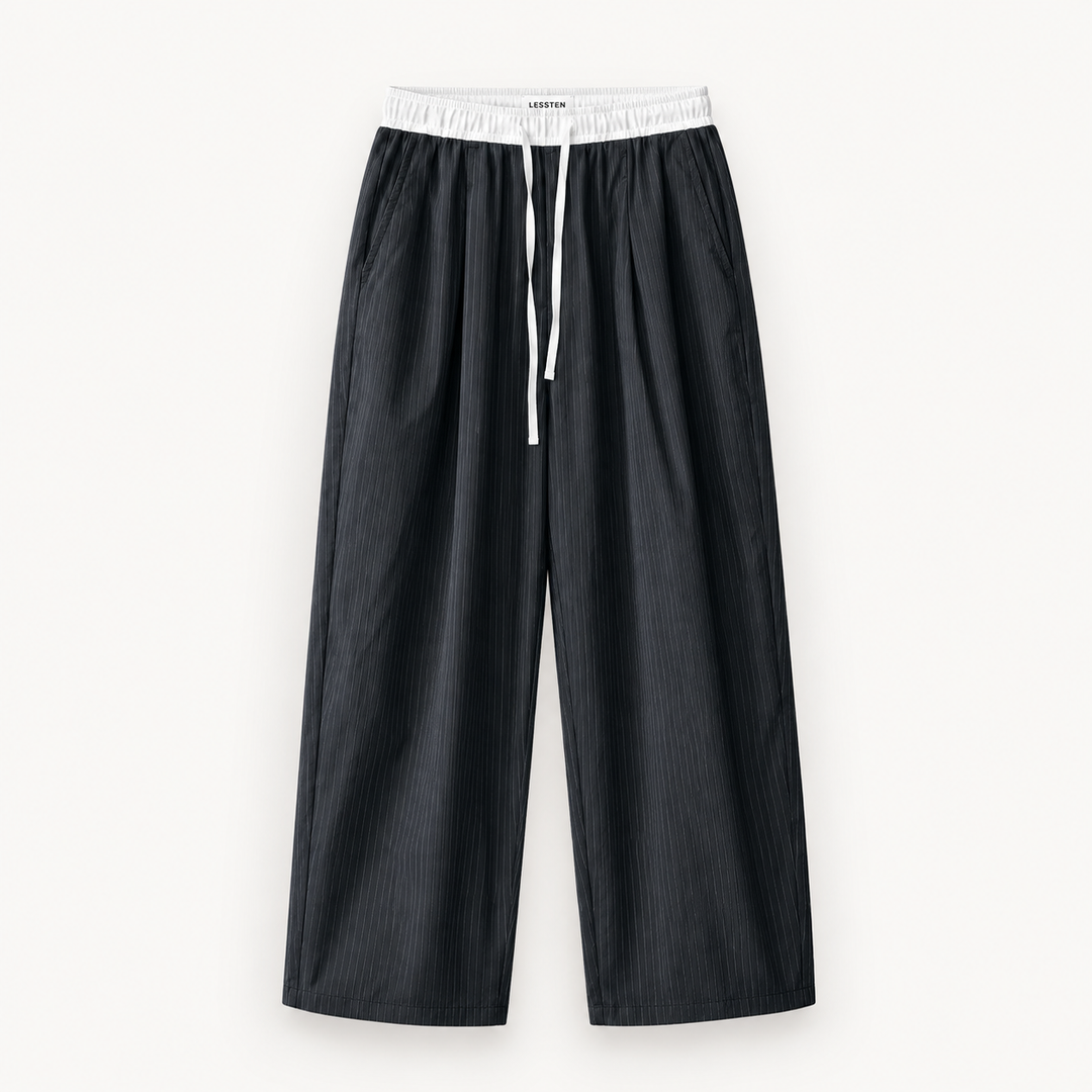 LESSTEN PANTS CONTRAST WAIST BLACK