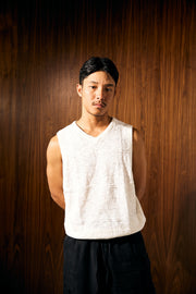 LESSTEN KNIT TANK TOP TEXTURED WHITE