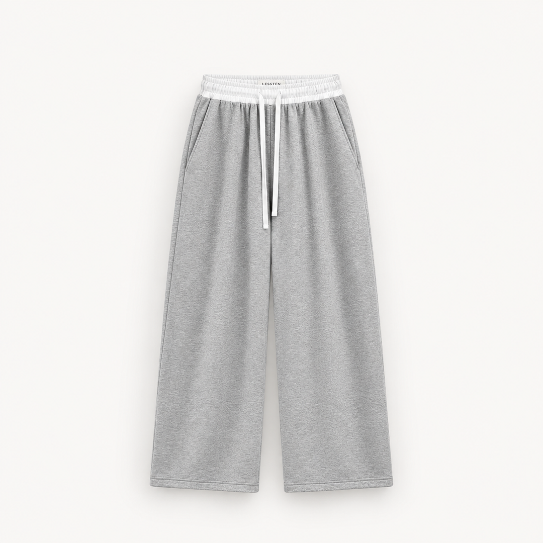 LESSTEN PANTS CONTRAST WAIST LIGHT GREY