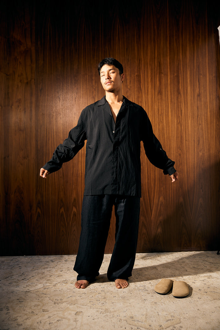 LESSTEN SHIRT RELAXED COLLAR BLACK