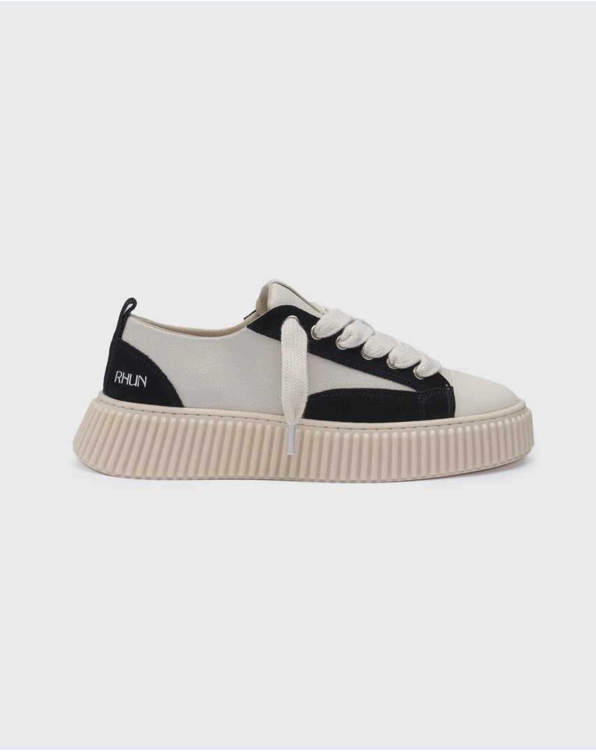 Rhun 2027 beige grain leather suede black