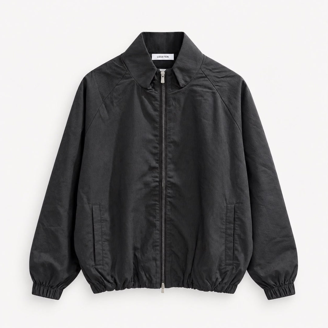 LESSTEN STAND COLLAR BOMBER – BLACK