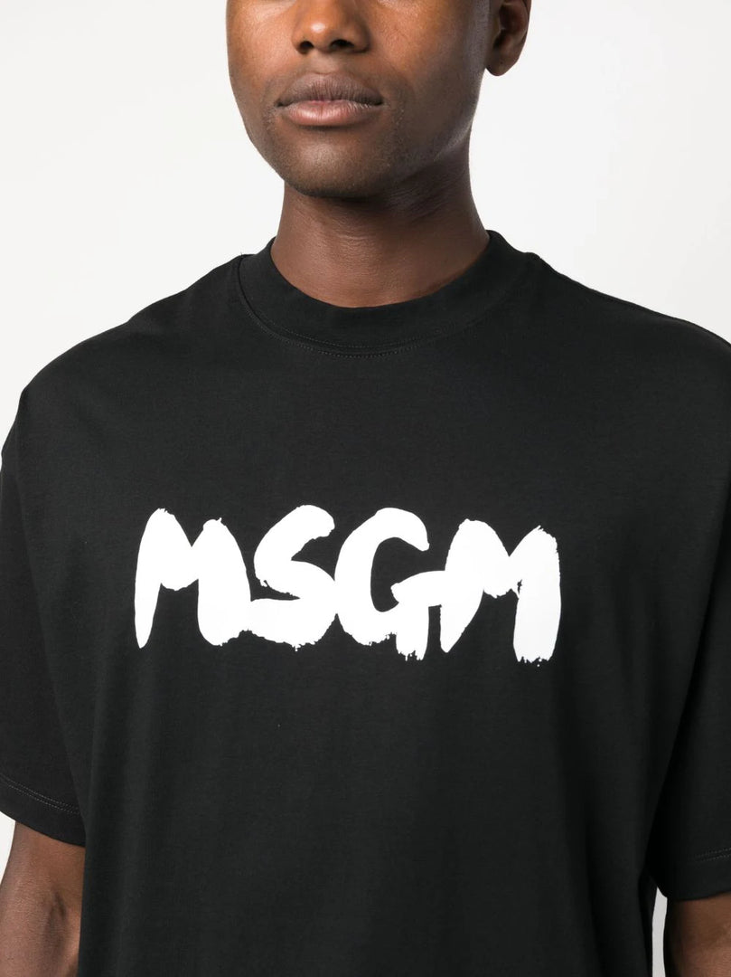 MSGM LOGO-PRINT BLACK TEE