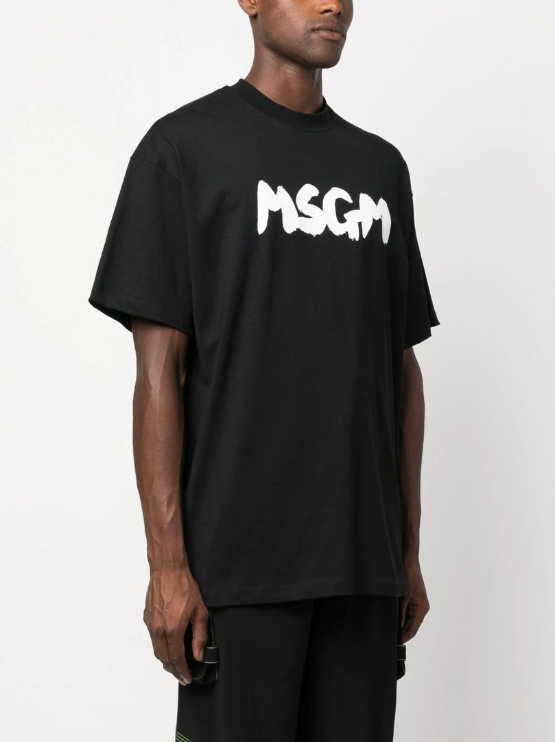 MSGM LOGO-PRINT BLACK TEE