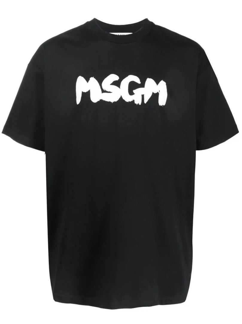MSGM LOGO-PRINT BLACK TEE