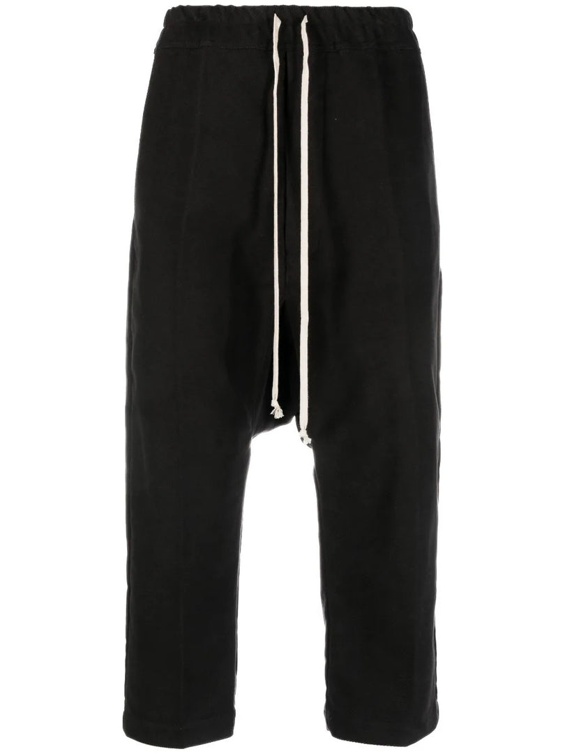 RICK OWENS DROP-CROTCH CROPPED TROUSERS