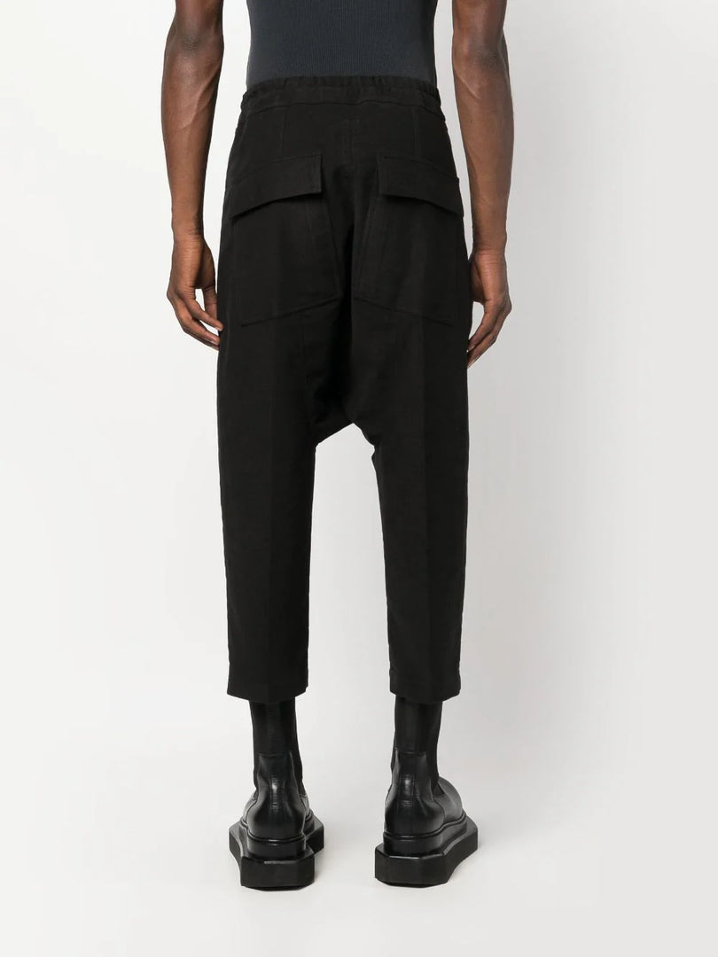 RICK OWENS DROP-CROTCH CROPPED TROUSERS