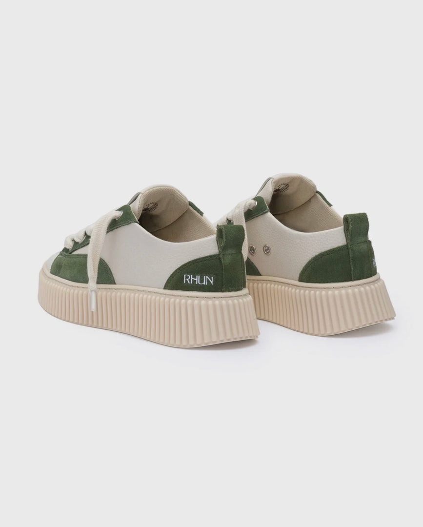 Rhun 2027 beige grain leather suede green