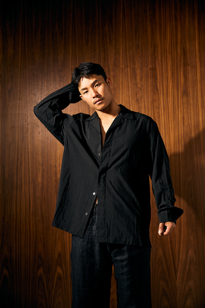 LESSTEN SHIRT RELAXED COLLAR BLACK