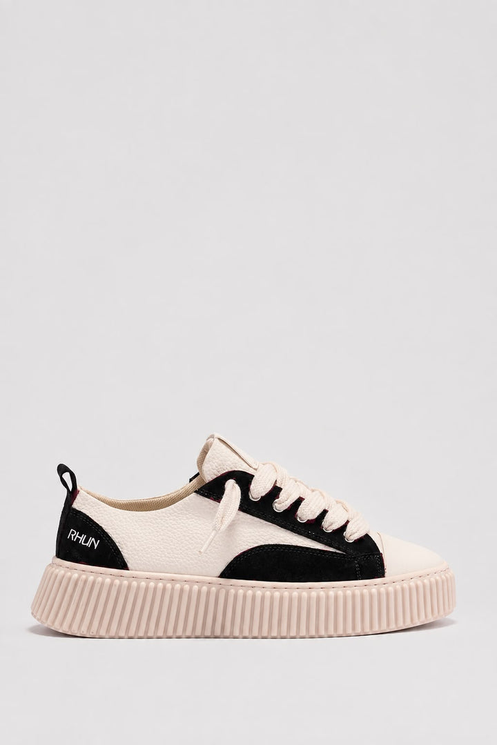 Rhun 2027 beige grain leather suede black
