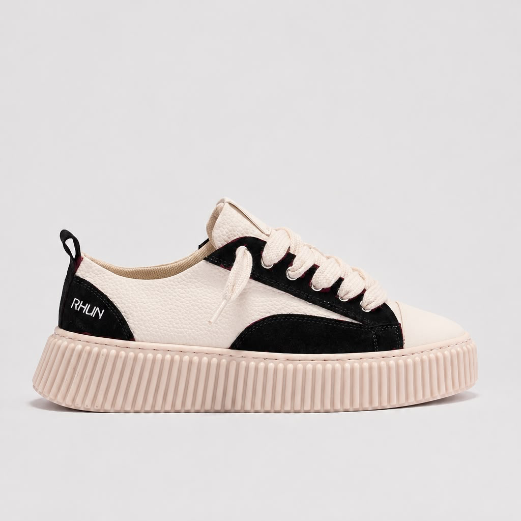 Rhun 2027 beige grain leather suede black