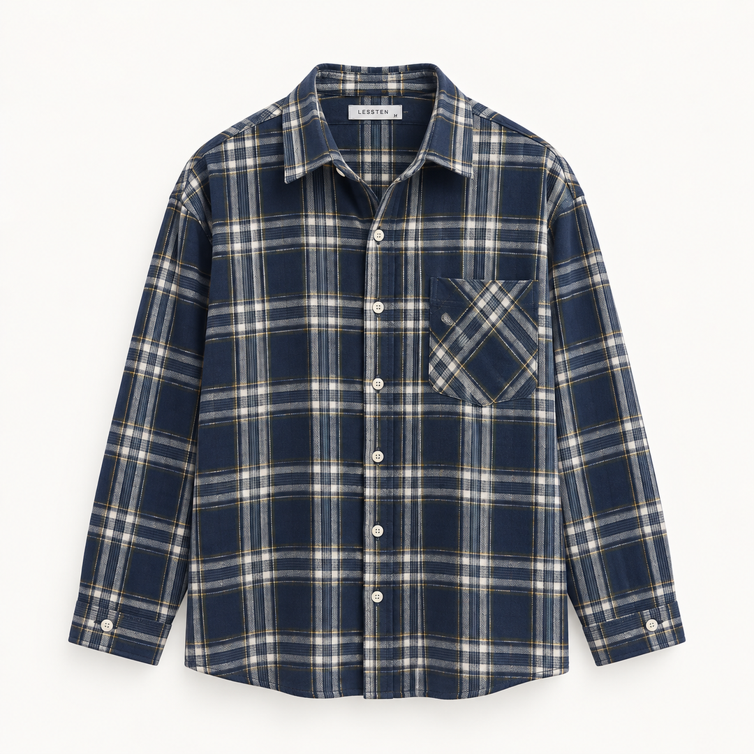 LESSTEN SHIRT CHECK NAVY