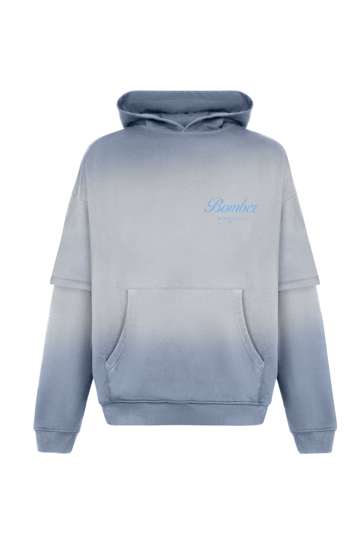 BOMBER HOODIE WASHED BLUE