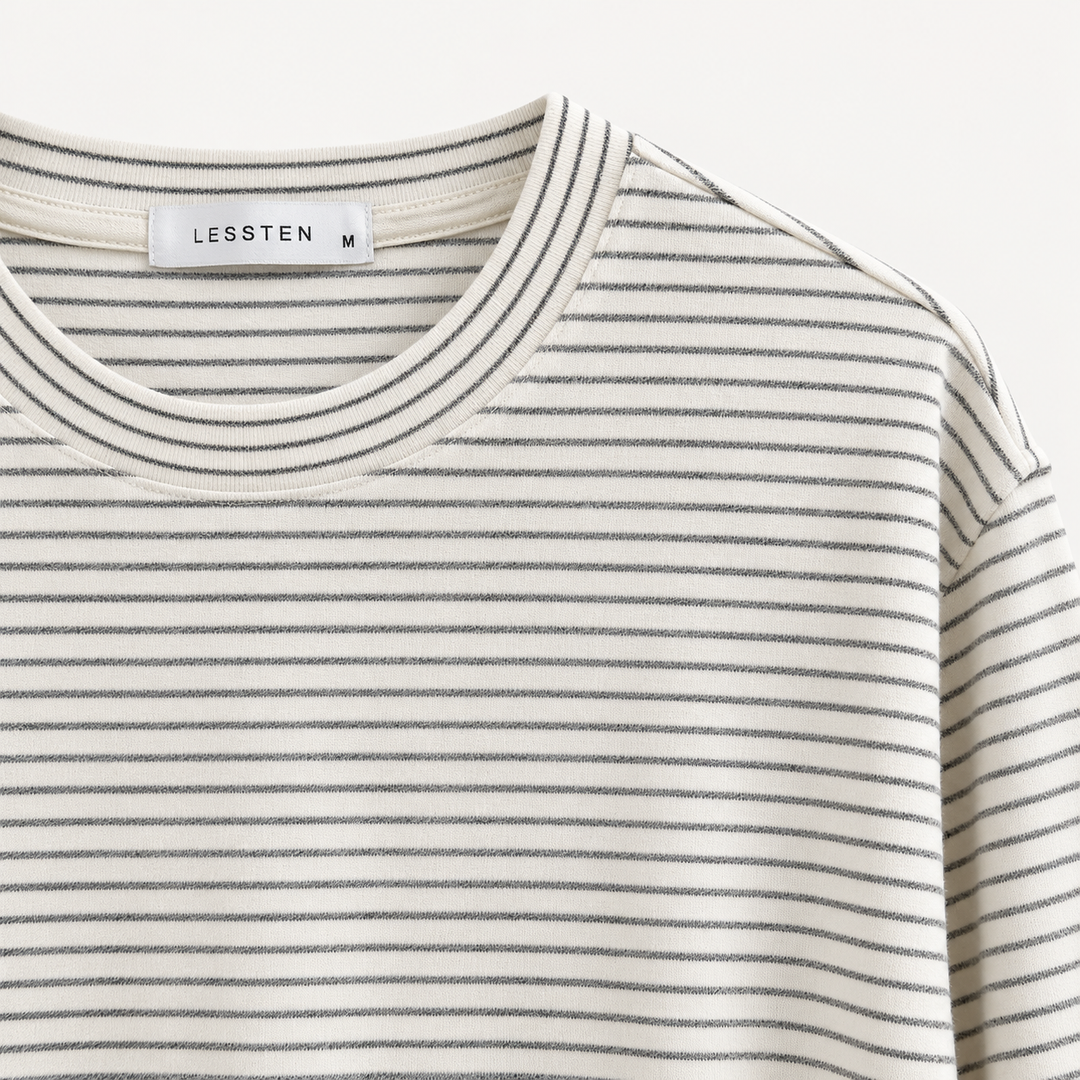 LESSTEN STRIPED LONG SLEEVE T-SHIRT – CREAM