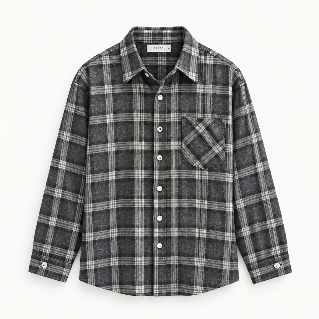 LESSTEN SHIRT CHECK CHARCOAL