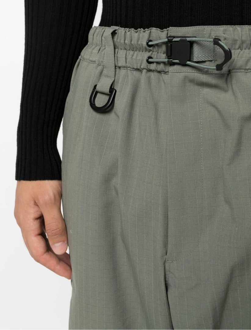 Y-3 RIPSTOP CUFFED GREEN PANTS