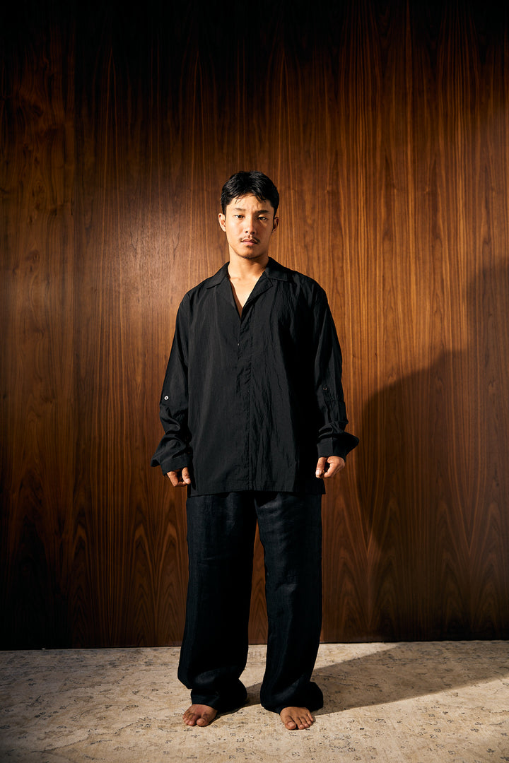 LESSTEN SHIRT RELAXED COLLAR BLACK