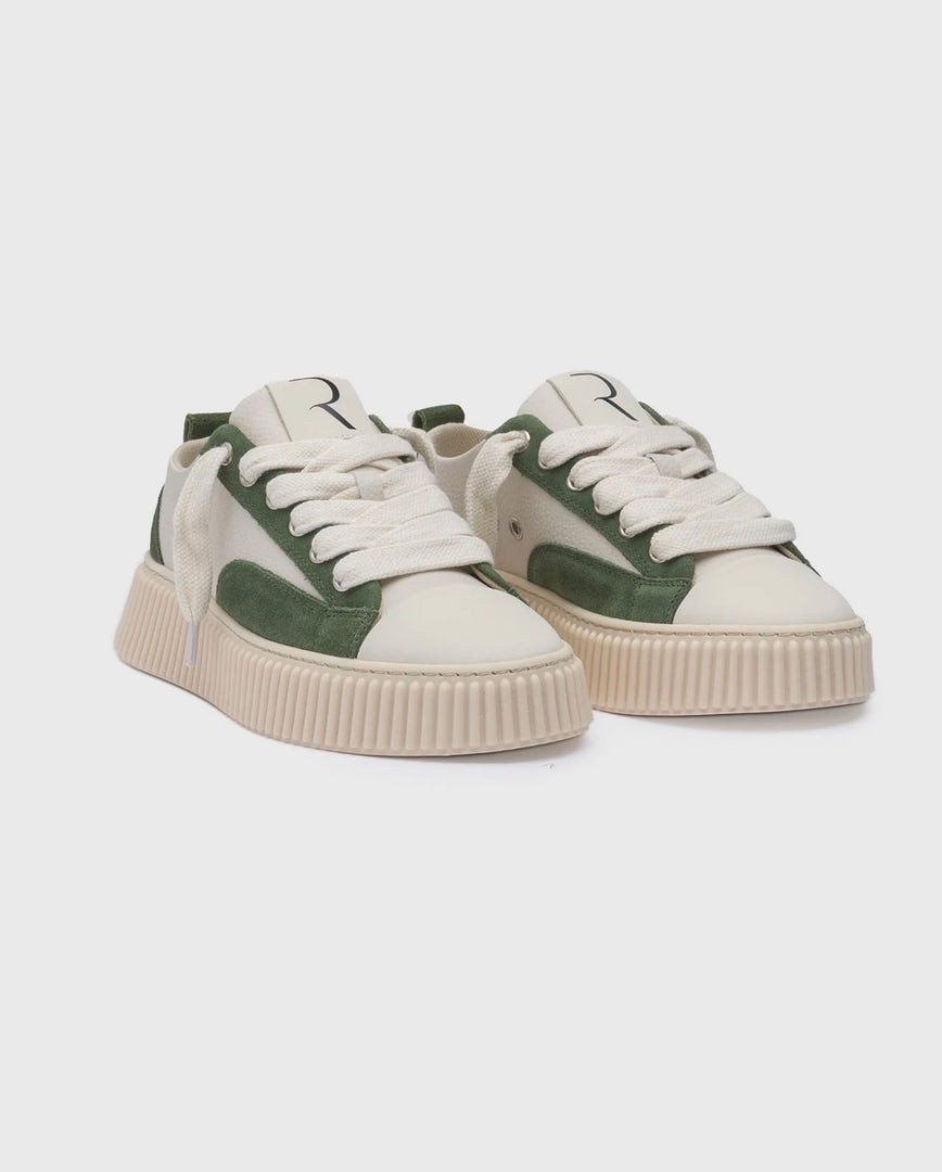 Rhun 2027 beige grain leather suede green