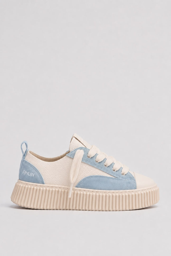 Rhun 2027 beige grain leather suede sky blue