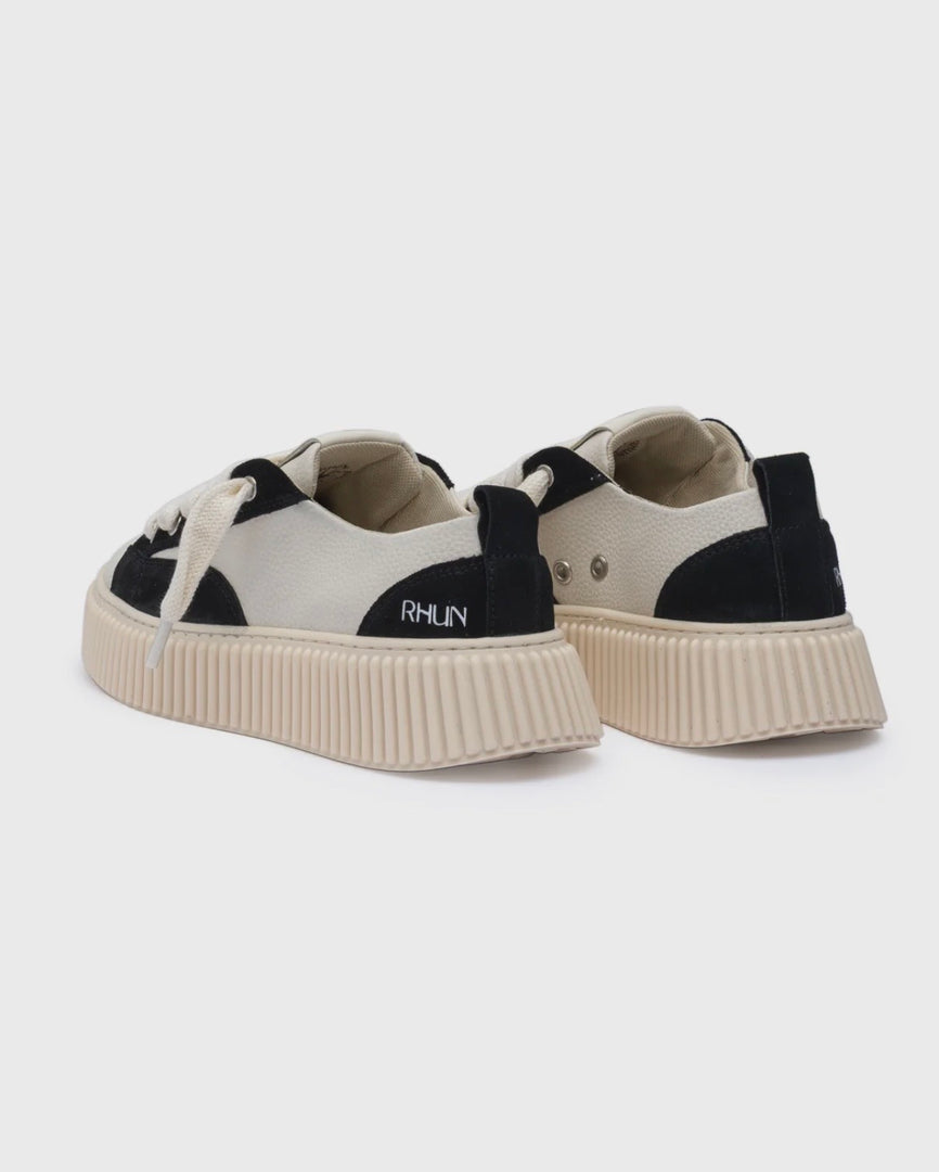 Rhun 2027 beige grain leather suede black