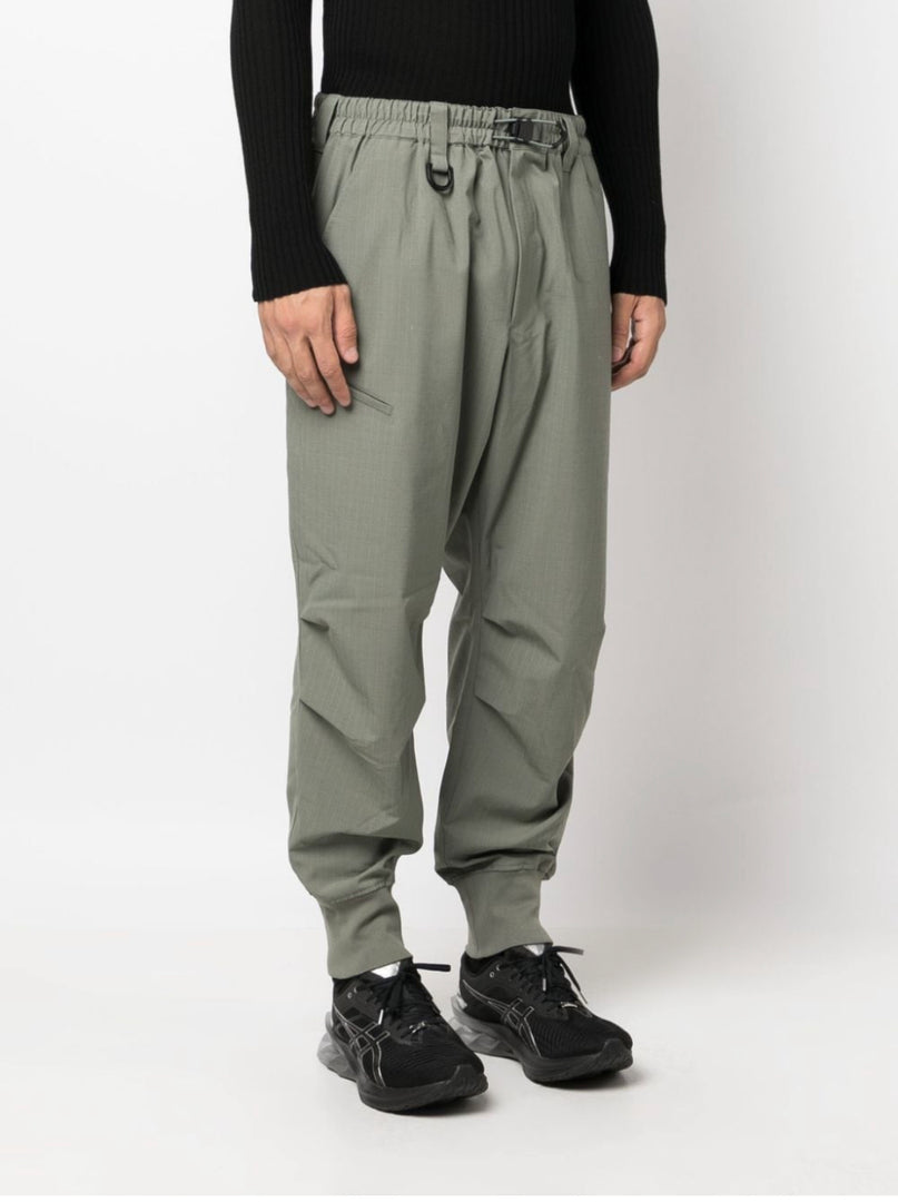 Y-3 RIPSTOP CUFFED GREEN PANTS