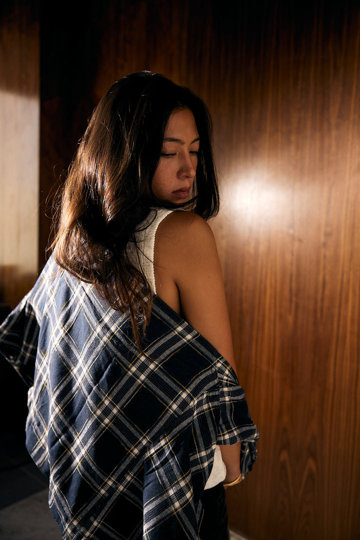 LESSTEN SHIRT CHECK NAVY