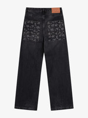 ROUGH FADED WIDE-LEGGED OLIVE DENIM