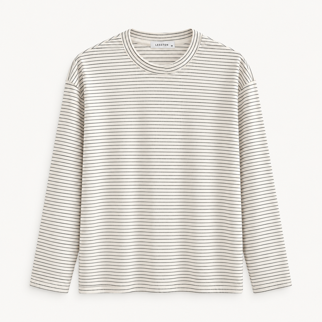 LESSTEN STRIPED LONG SLEEVE T-SHIRT – CREAM