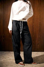 LESSTEN PANTS CONTRAST WAIST BLACK