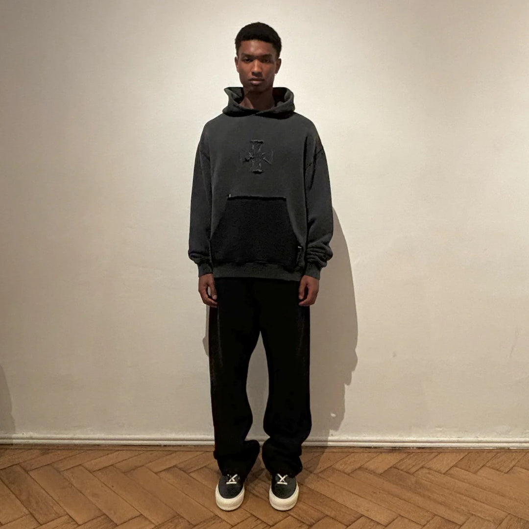 ASKYURSELF CROSS PATCH VINTAGE HOODIE