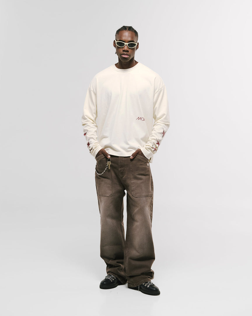 MONOIC - Double-Sleeve Stars Long Sleeve T-Shirt – Off-White