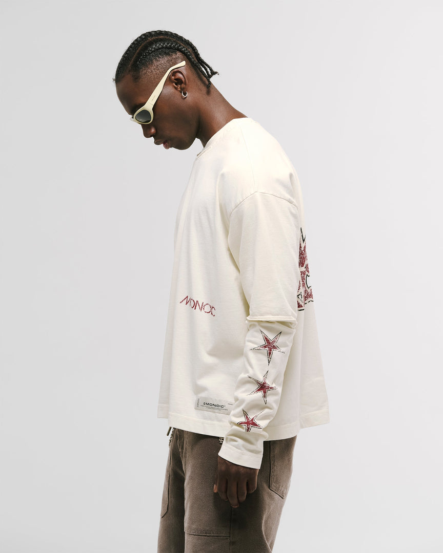 MONOIC - Double-Sleeve Stars Long Sleeve T-Shirt – Off-White