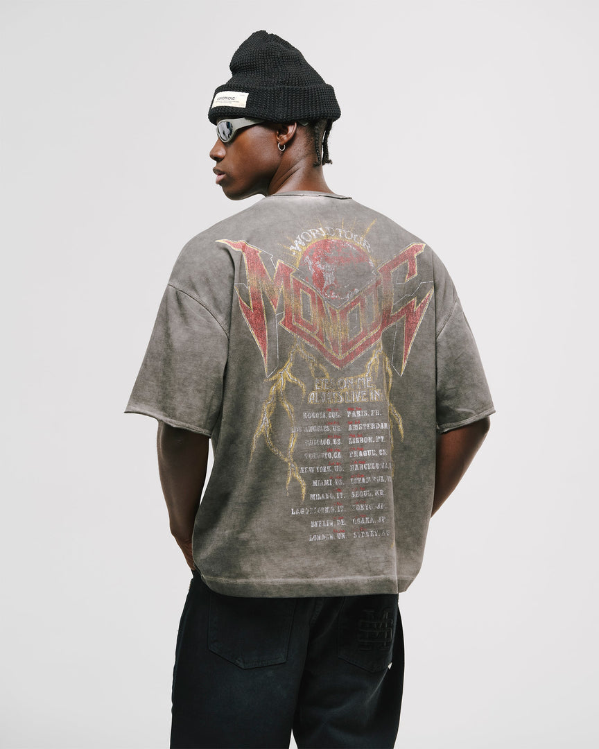 MONOIC - World Tour Boxy Fit T-Shirt - Distressed Grey