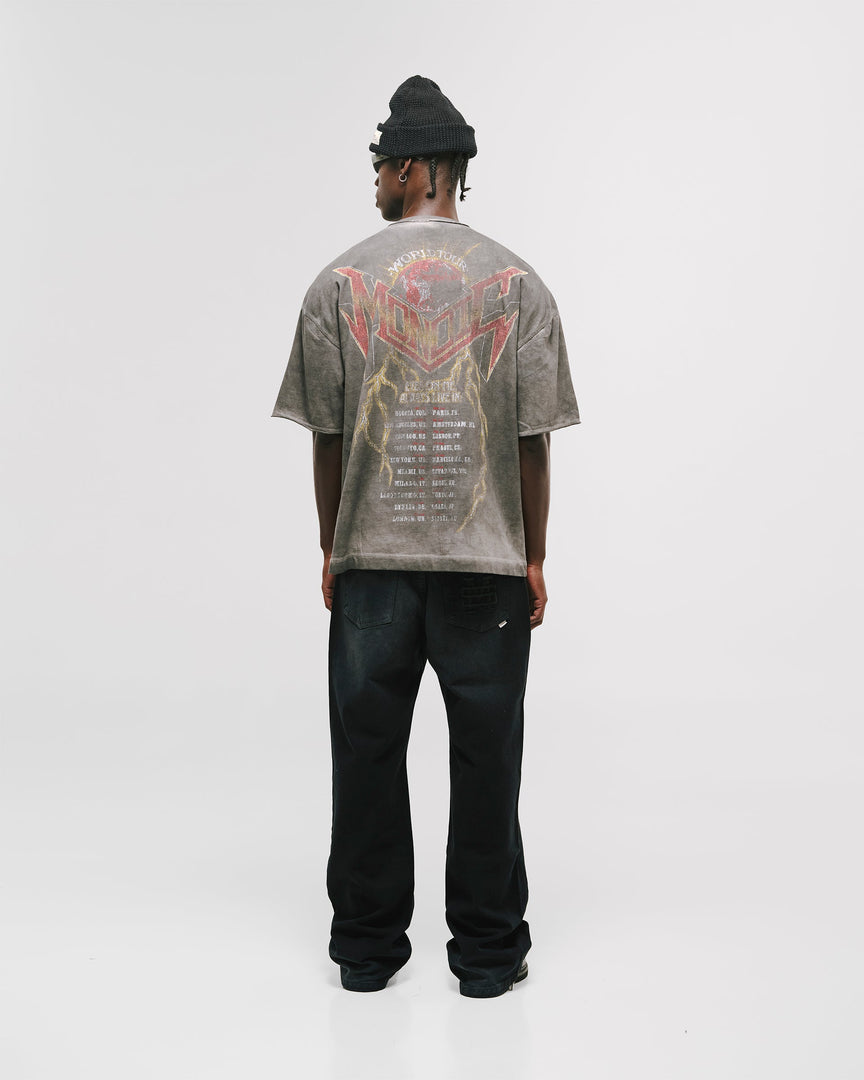 MONOIC - World Tour Boxy Fit T-Shirt - Distressed Grey