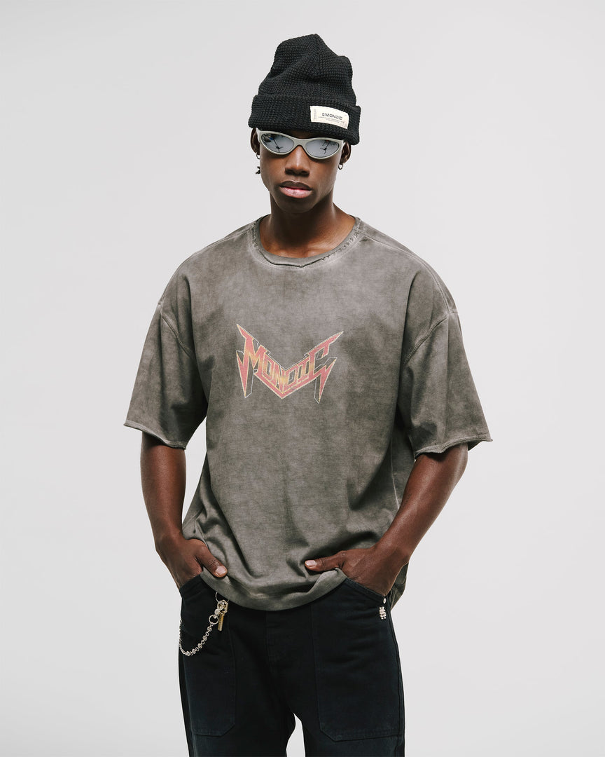 MONOIC - World Tour Boxy Fit T-Shirt - Distressed Grey