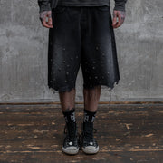 ASKYURSELF CROSS PIN BAGGY JEANS SHORTS