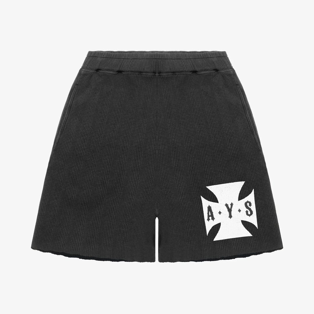 ASKYURSELF CROSS WAFFLE VINTAGE SHORTS