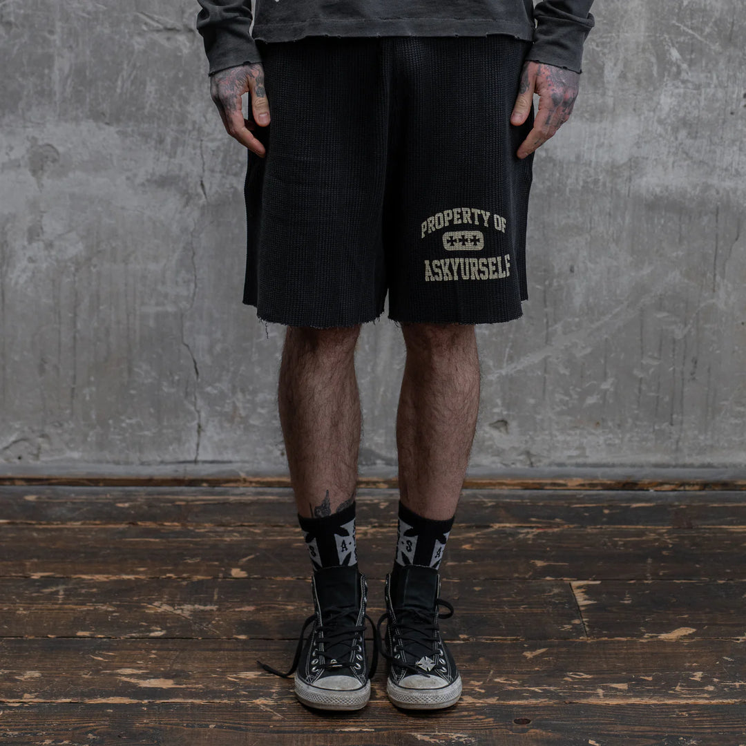 ASKYURSELF PROPERTY WAFFLE VINTAGE SHORTS