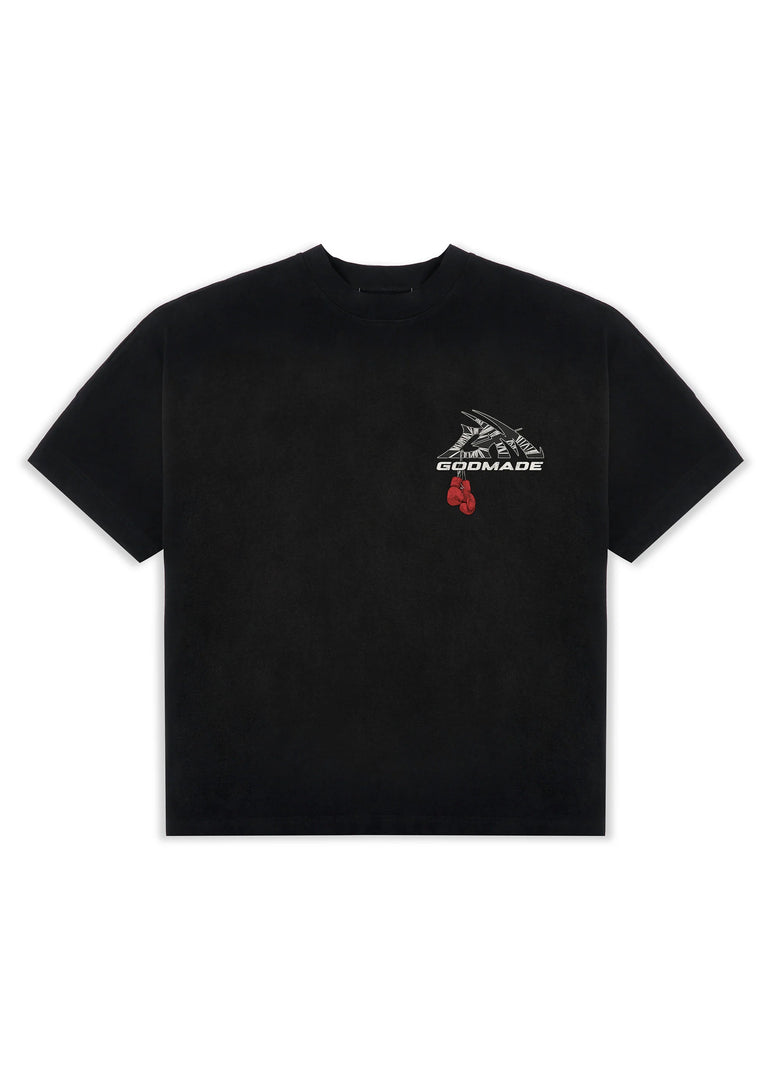 GM WRAPPED LOGO - WASHED BLACK T-SHIRT