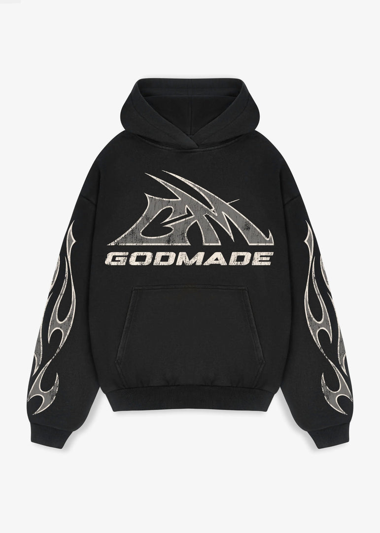 GM LOGO - WASHED BLACK HOODIE