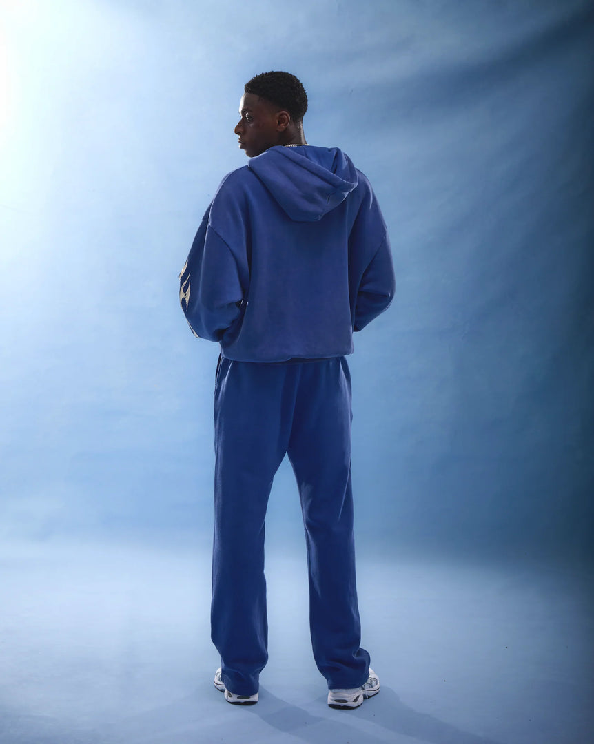 GM LOGO - WASHED BLUE ZIP HOODIE