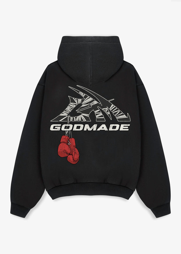 GM LOGO WRAPPED HOODIE WASHED BKACK