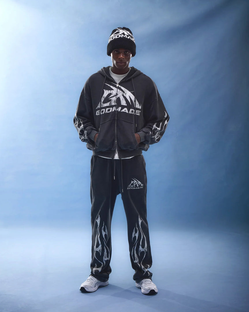GM LOGO - GREY WASHED SWEATPANTS