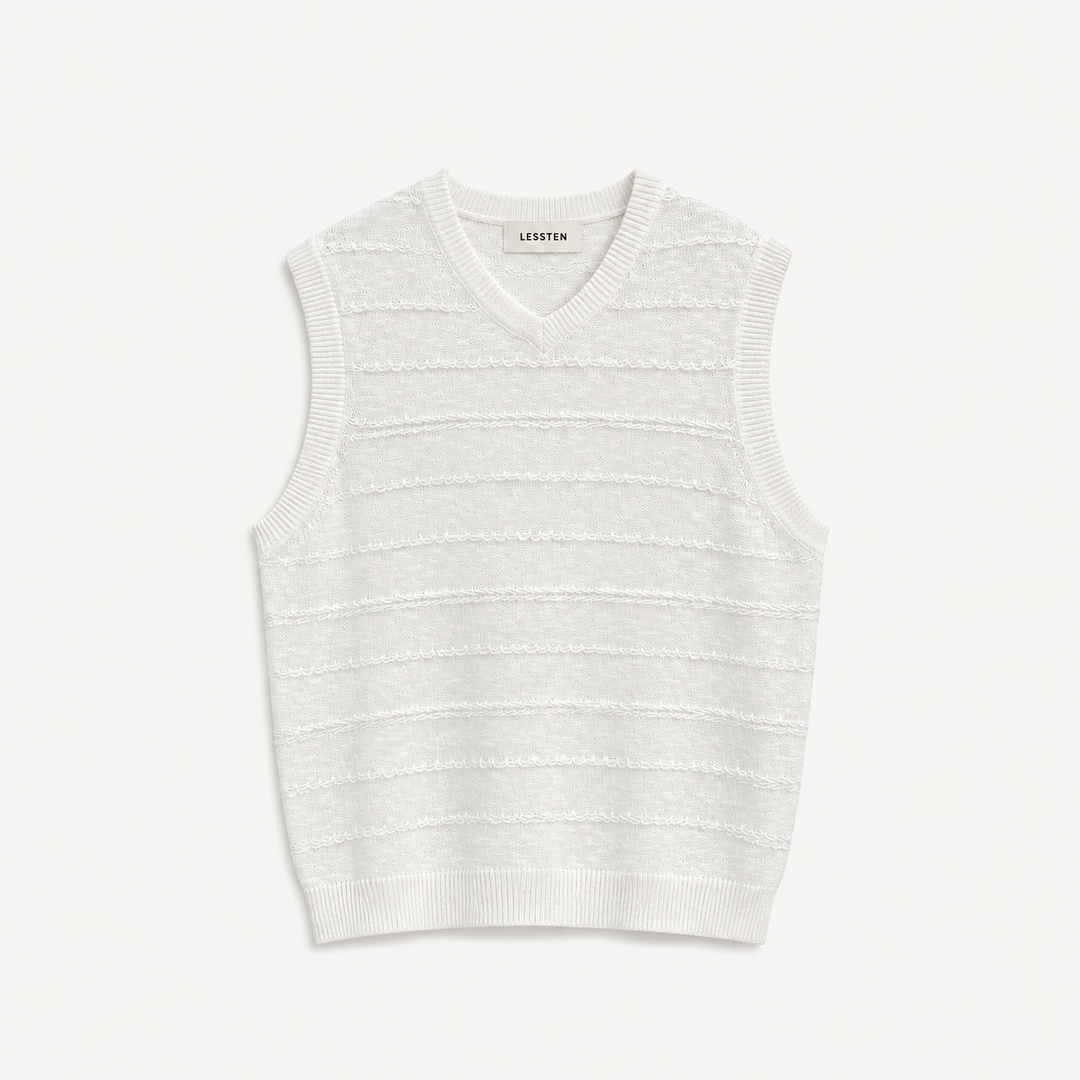 LESSTEN KNIT TANK TOP TEXTURED WHITE