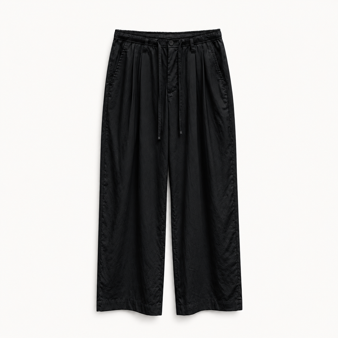 LESSTEN PANTS PLEATED DRAWSTRING BLACK