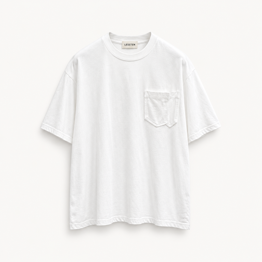 LESSTEN T SHIRT POCKET WHITE