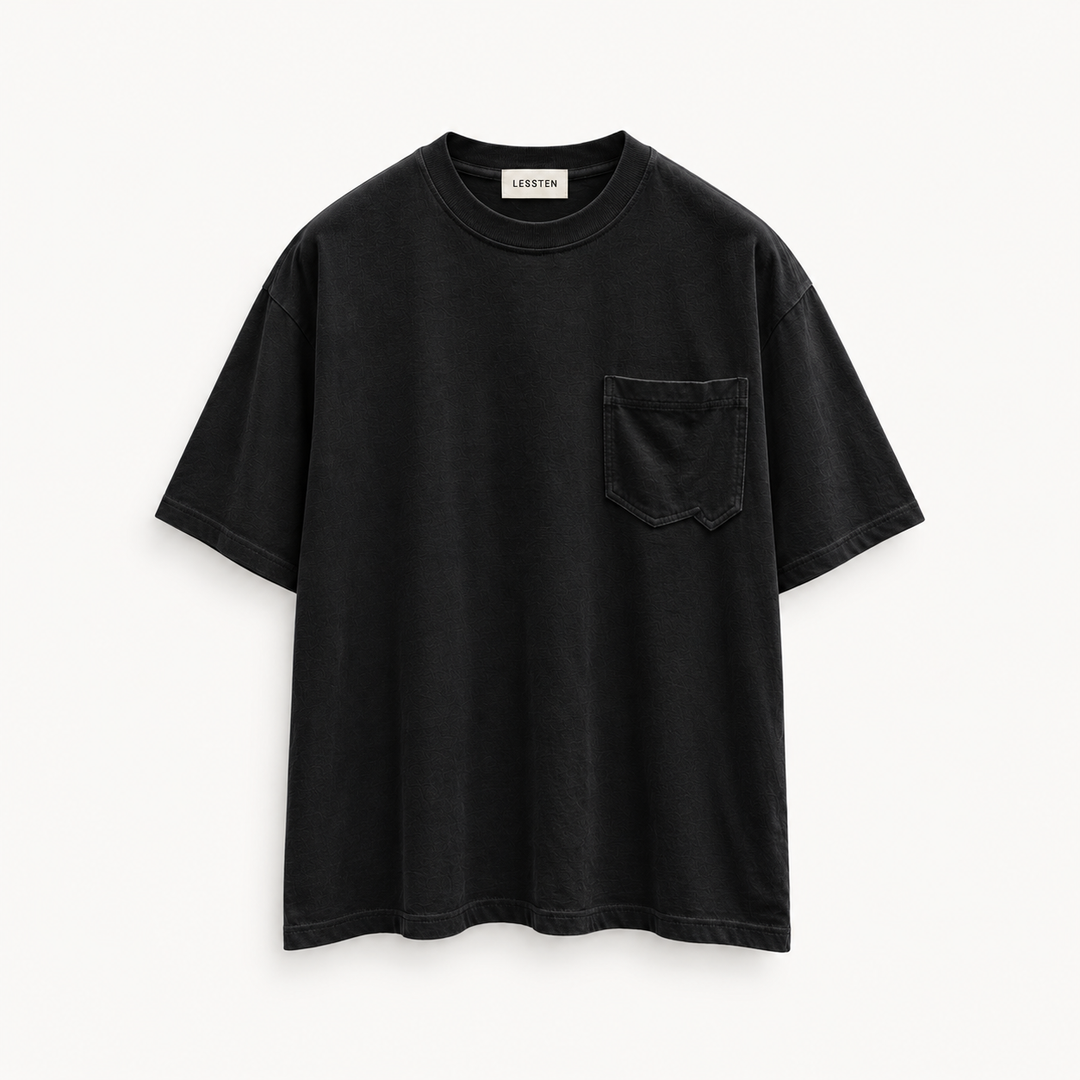 LESSTEN T SHIRT POCKET BLACK