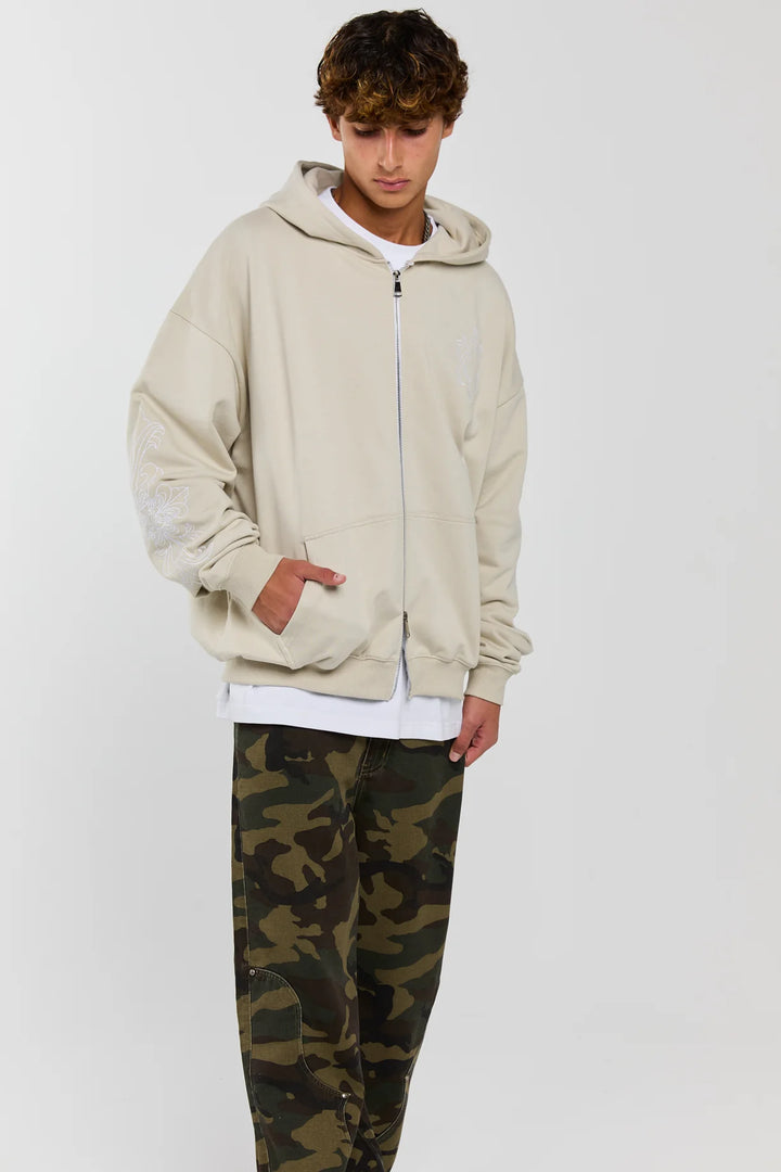 IVORY - BEIGE ZIP HOODIE