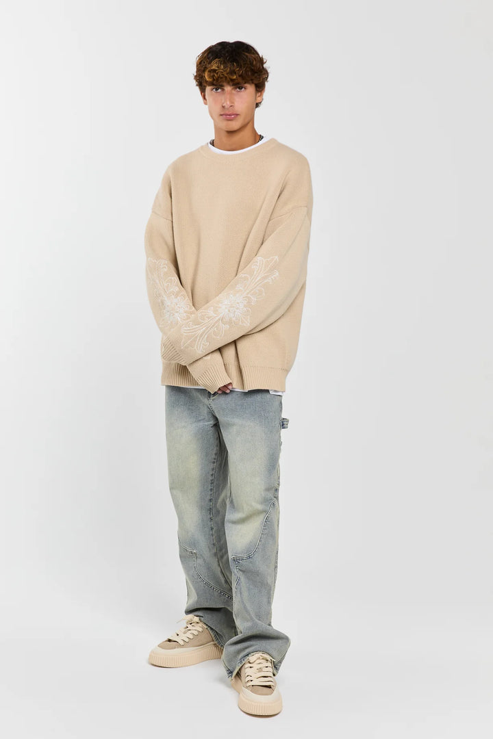 BONE - BEIGE KNIT SWEATER